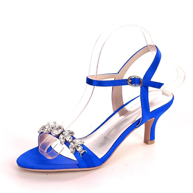 Silver Sandals Heeled Elegant Women's – Rhinestone