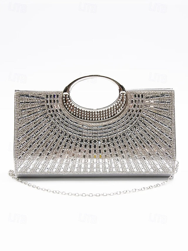 with Glamorous Round Clutch Crystal Handle – Evening Gold