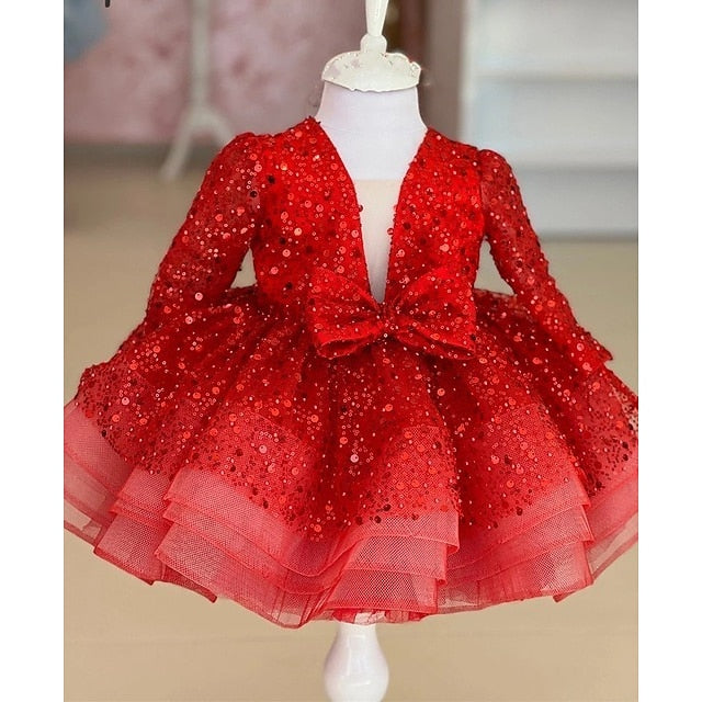 Girls' Dress Flower Long Sequin Kids Girl Party
