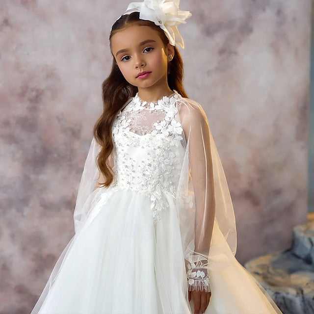 Dress Color Party Kids Girls' Solid Communion First