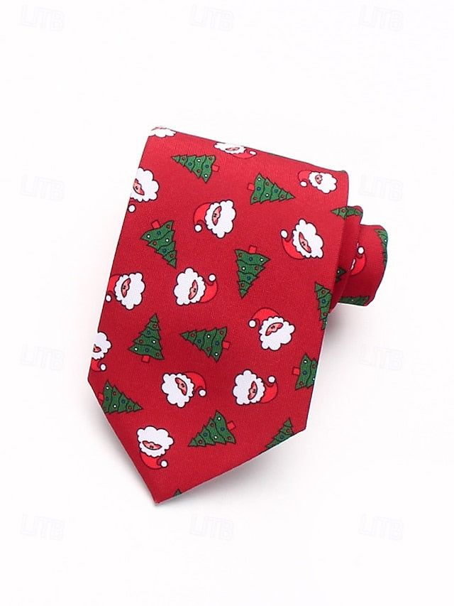Fun Men's Polyester Tie and Tree Santa Christmas – Silk