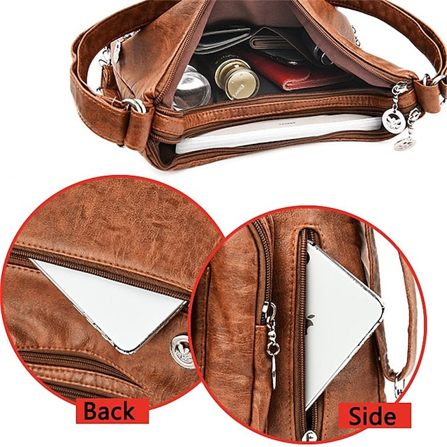 Sac - Sac Hobo en similicuir pour femme style vintage marron
