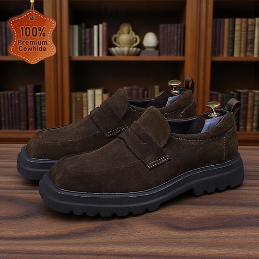 -Classic Leather Suede Cowhide Loafers Men's Business