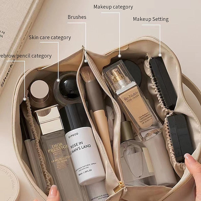 Damen Kosmetik Make-up Handtasche Leder PU Tasche Reise