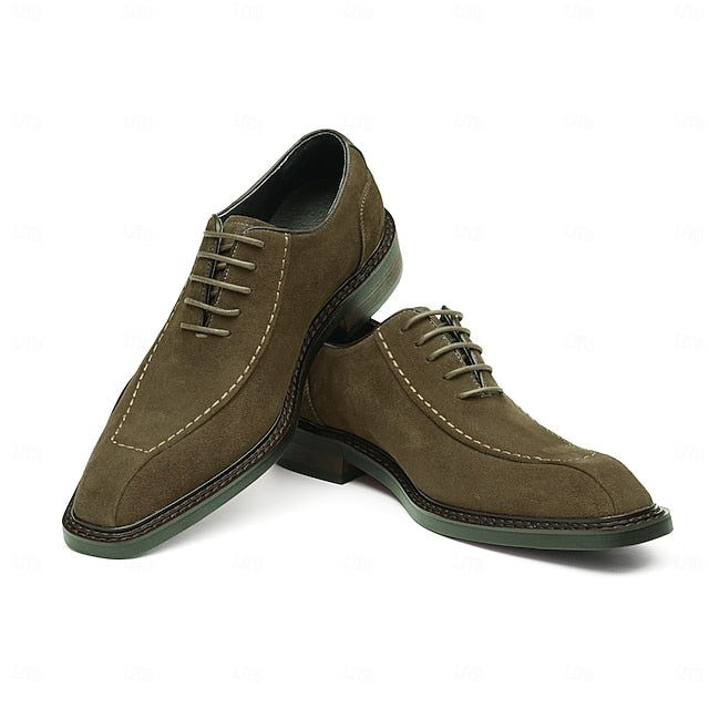 Men's Derby - Shoes Suede Classic Leather Genuine Cowhide