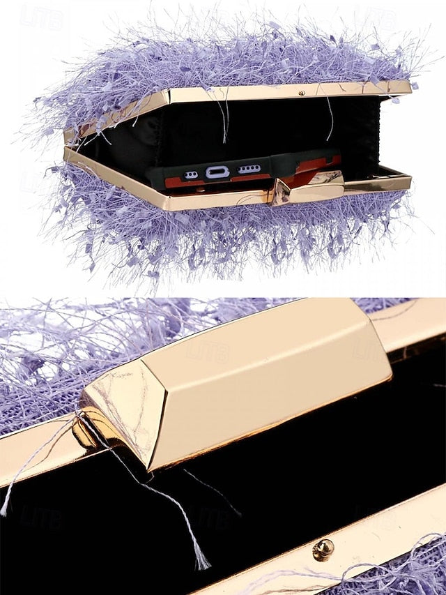 Clutch Chain Evening with Feathered Chic Women's Strap