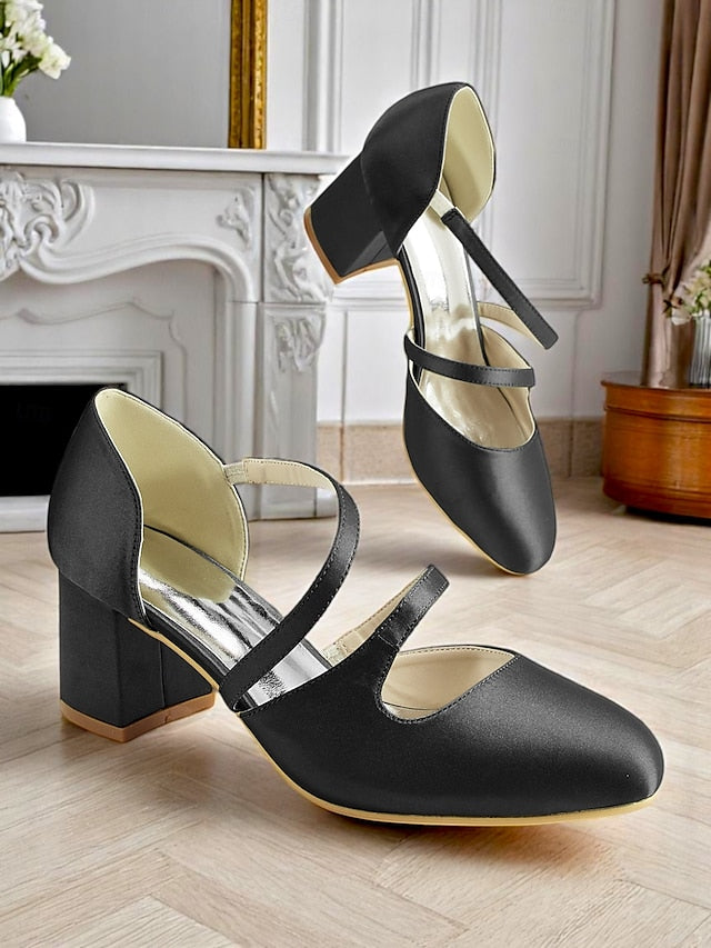 Mary Jane Satin Women's Green – Elegant 1950s Heels Block