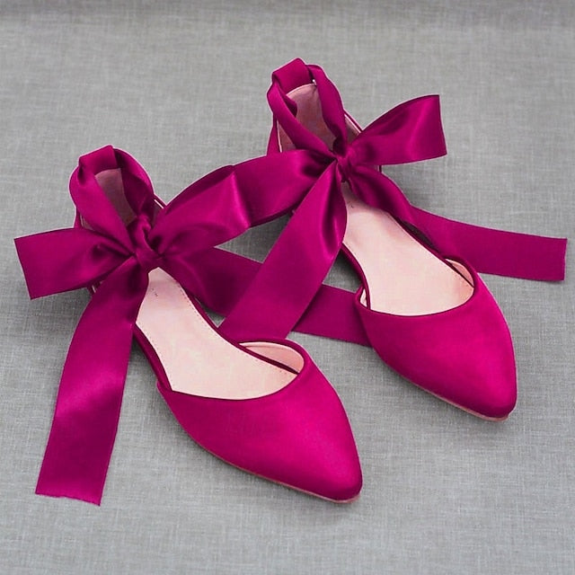 Tie – Flats Satin Comfortable Women's Ballet Ribbon