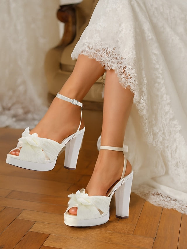 with Heel Women's Strap Sandals White High Platform Ankle