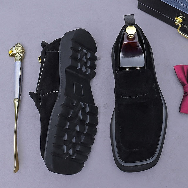 -Classic Leather Suede Cowhide Loafers Men's Business