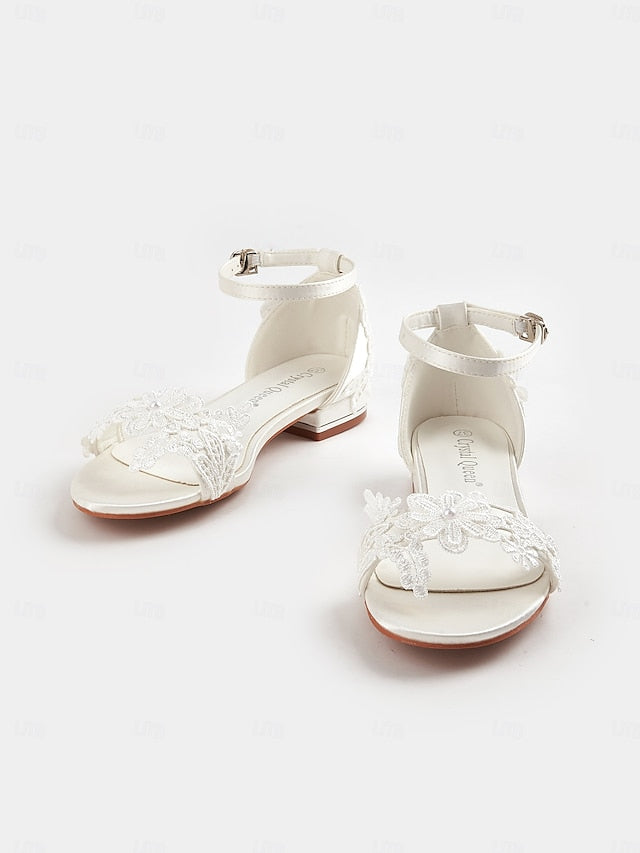 Flat Elegant Sandals Lace Women's – Wedding Bridal White