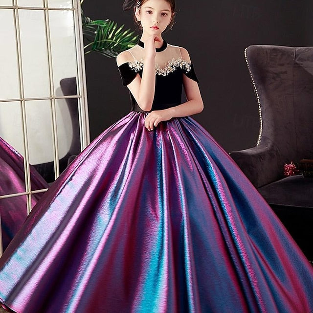 Party Sleeve Girls' Short Color Solid Dress Kids