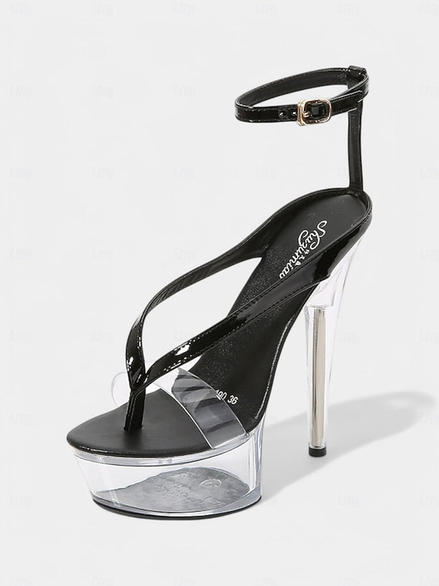 Lavender Nightclub Sexy Platform – Heel Clear Sandals
