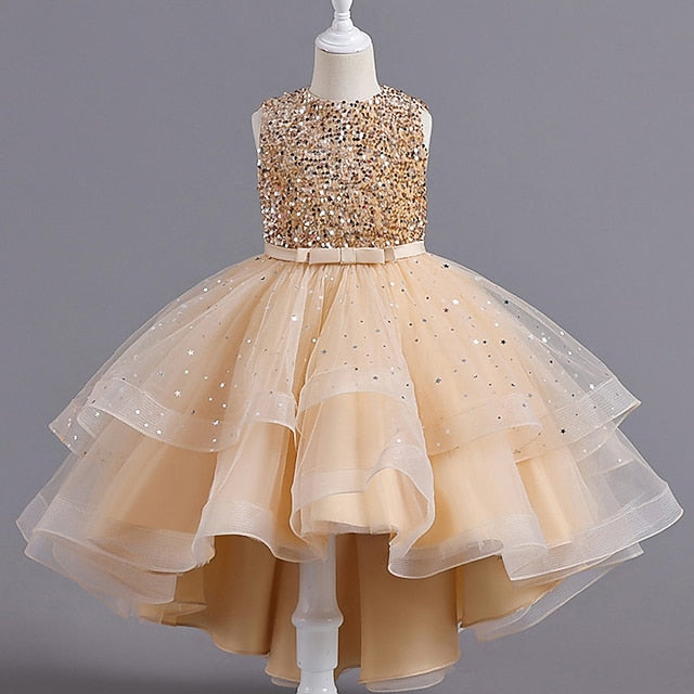 Kids Solid Party Girls' Color Sleeveless Dress