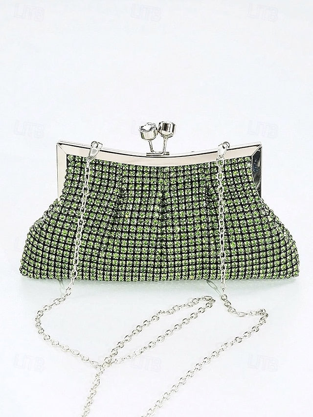 Vintage Sage Clutch Women's Purse Green Rhinestone –