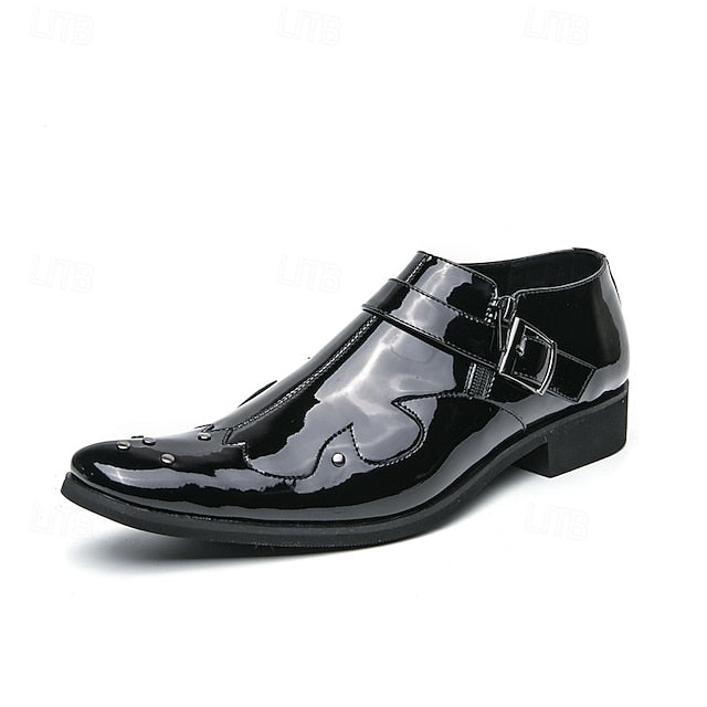 Monk Strap Black Leather Dress Shoes Formal Men's –