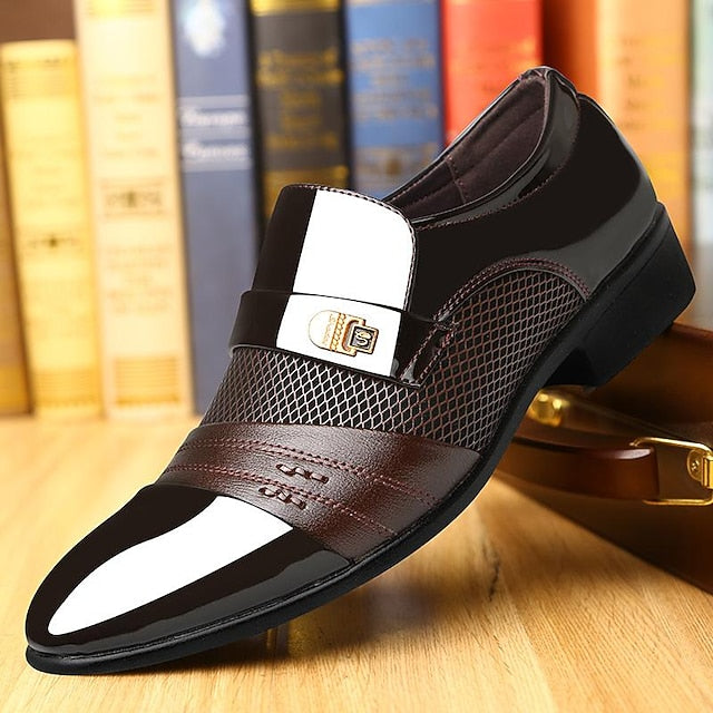 Formal Men's Slip-On Dress Patent Faux – Loafers Leather