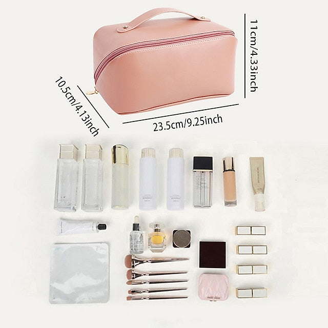 Damen Kosmetik Make-up Handtasche Leder PU Tasche Reise