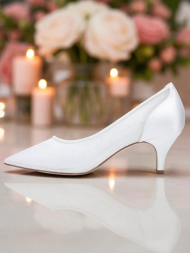 Wedding and Women's Shoes Mesh White Polka with Dot Low