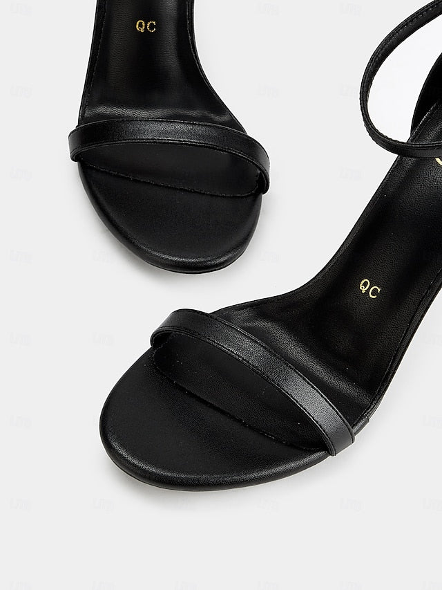 Strap Sandals Open-Toe Ankle Elegant Stiletto for - Women Black