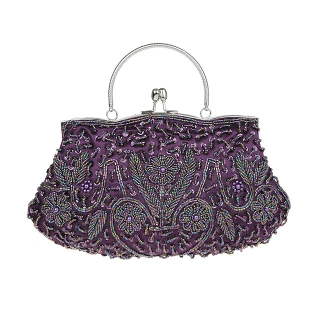 Vintage White Evening Beaded – Purse Women's Clutch