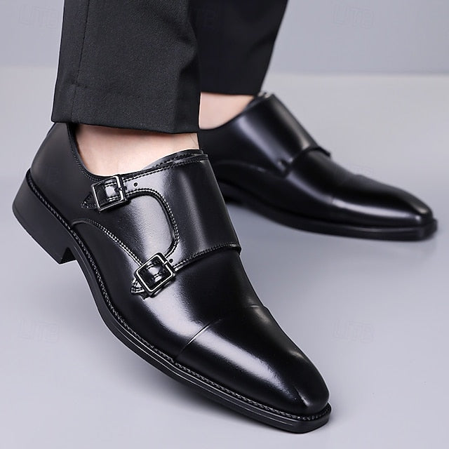 – Shoes Elegant Men's Monk Strap Dress Leather Double
