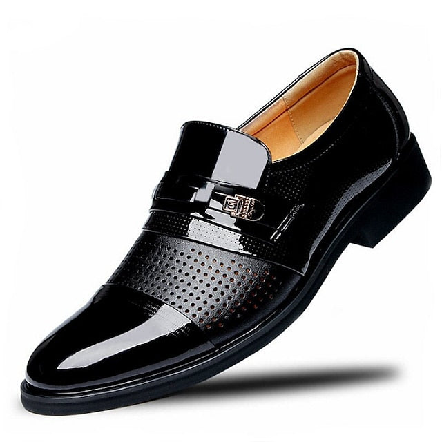 Patent Leather Dress Faux Brown Loafers with Men's