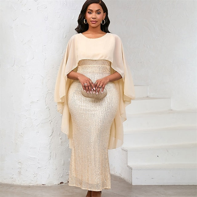 Dress Crew Length Mother Elegant Neck Floor Bride the of