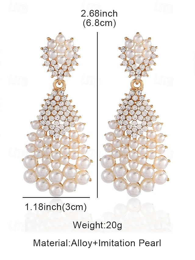 Elegant Rhinestone Faux Drop Pearl and Earrings Vintage –