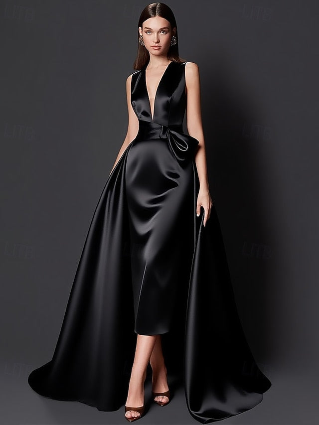Gold A-Line Gown Formal Floor Wedding Evening Dress Elegant