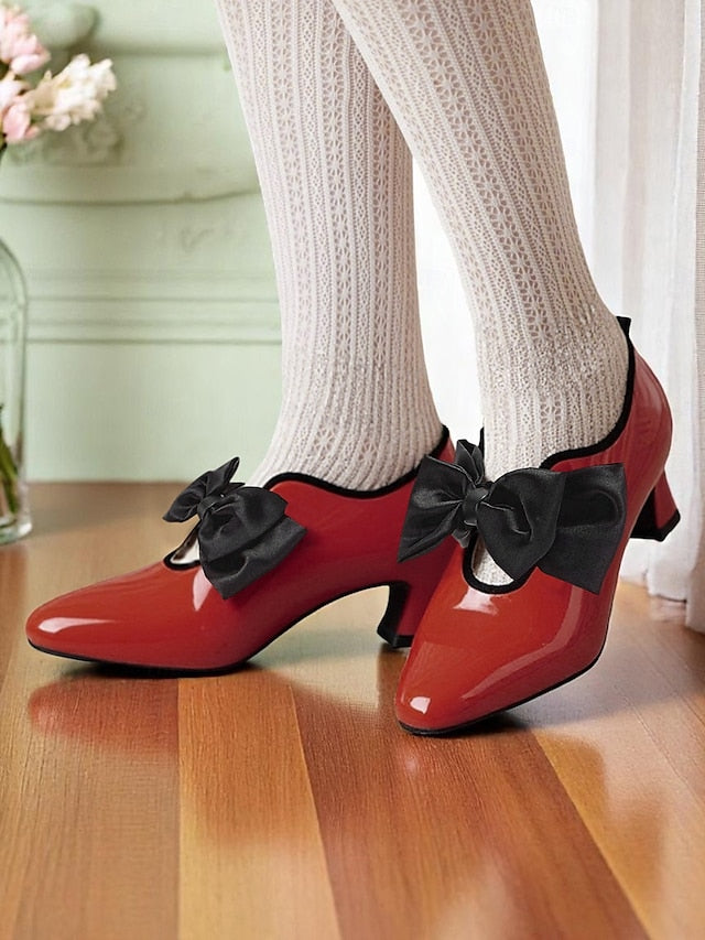Red Vintage 1920s Women's – Shoes Low Leather Heel Patent
