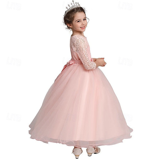Flower Wedding Dress Kids Half Girl Sleeve Girls'