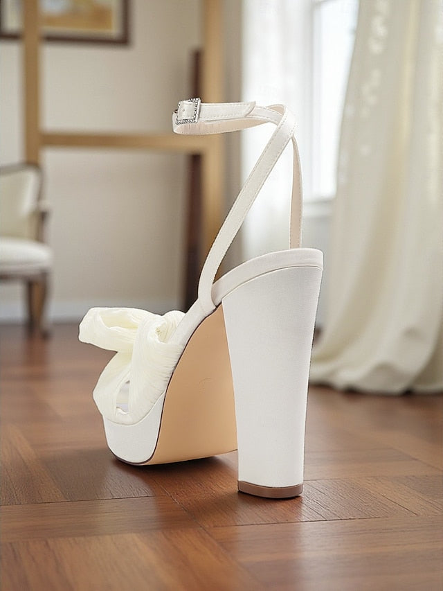 with Heel Women's Strap Sandals White High Platform Ankle