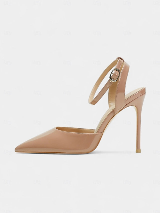 Stiletto Heels - Slingback Patent Nude Leather Women's
