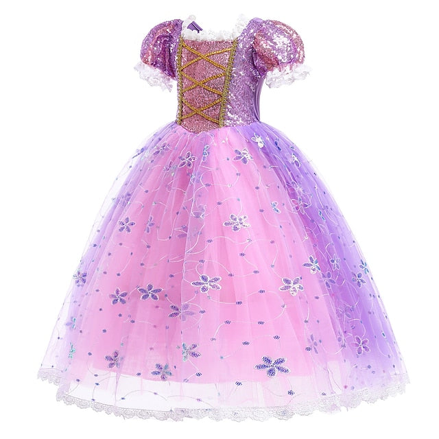 Flower Dress Girl Cloak Rapunzel Princess Cosplay