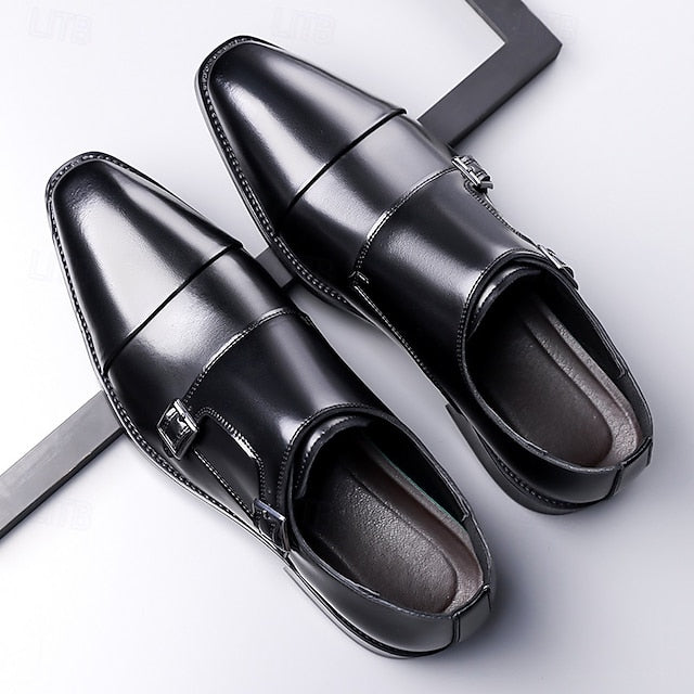 Shoes Men's Double – Dress Leather Monk Elegant Strap