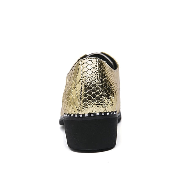 Men's Shiny Shoes Metallic – Oxford Faux Gold Dress