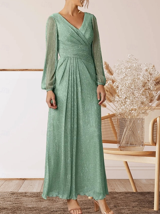 Mother Bride V of Guest Wedding Neck the A-Line Elegant Dress