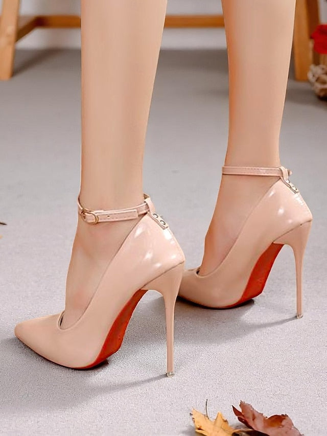 Stiletto Ankle Heels with Leather Women's Patent Black