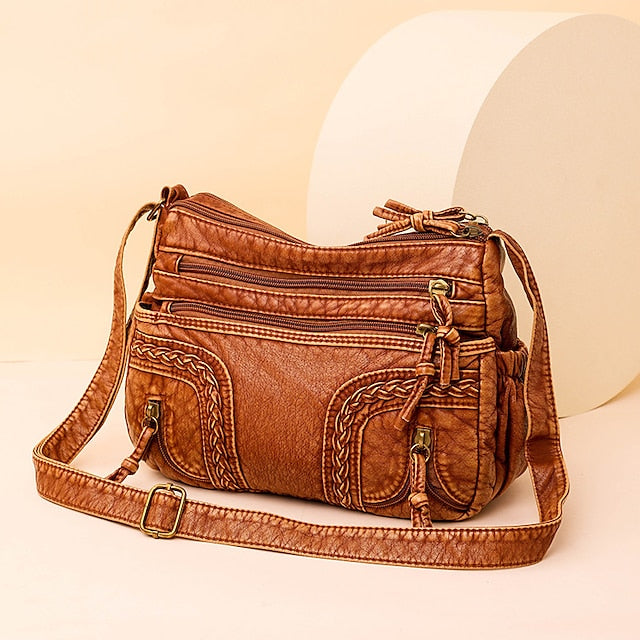 Leather Women's Faux Shoulder Brown Vintage Bag – Boho