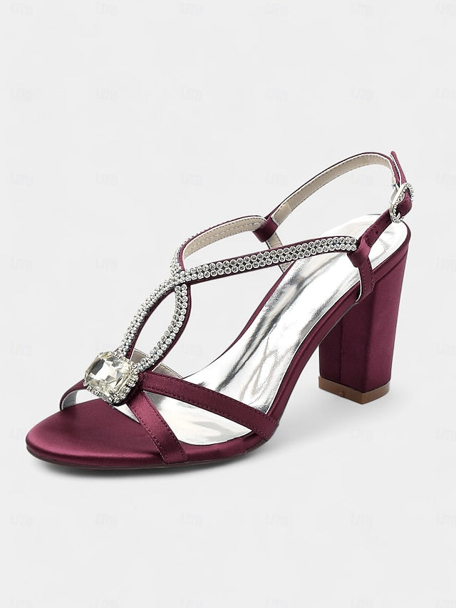 Blue Women's Rhinestone Royal – Sandals Elegant Satin