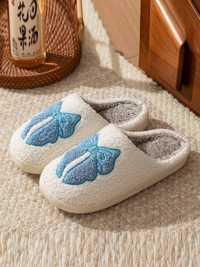 Women's with Soft Slippers and - Bowknot Design Red White