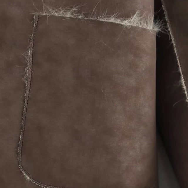Warm Faux Fur Buttons Women's Comfortable Coat Pocket