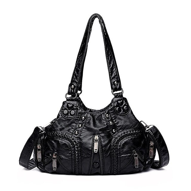 Tasche Stylish - Vintage Schulter Damen Braun Leder
