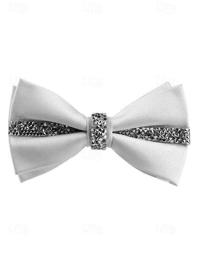 with Crystal Embellishment Bow Burgundy Tie – Satin Elegant