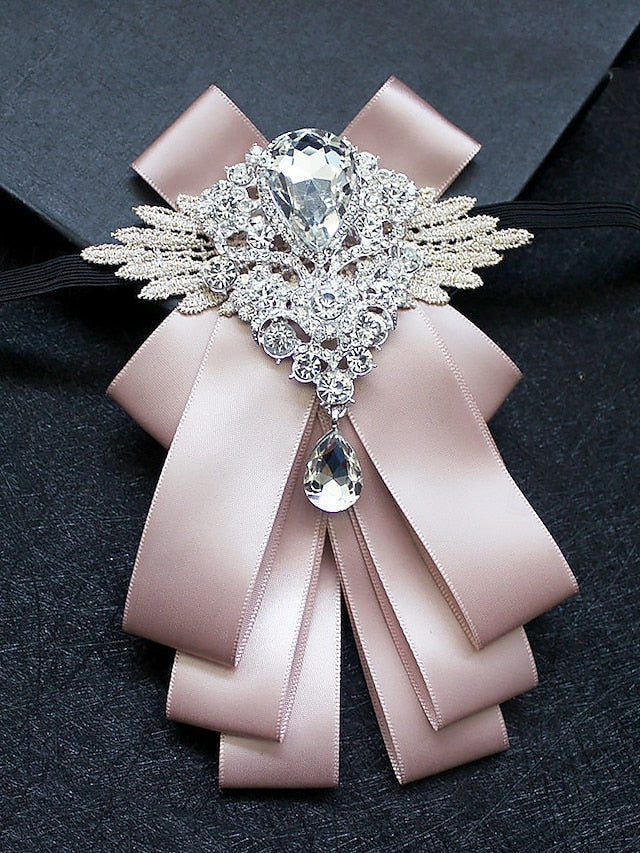 Crystal Men's Tie Brooch Ribbon Pin Bow Elegant - Luxury