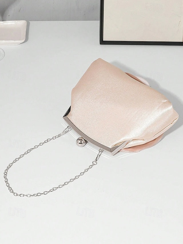 Purse Satin Flower Clutch Rose Women's – Evening Elegant