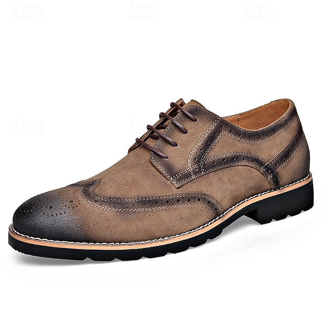 Brogue – Lace-Up Men's Derby Shoes Vintage Dress Brown