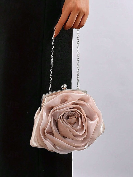 Purse Satin Flower Clutch Rose Women's – Evening Elegant