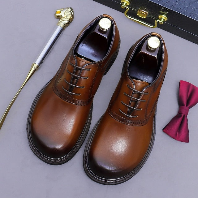 First Oxford Genuine Shoes- Men's Dress Layer Leather